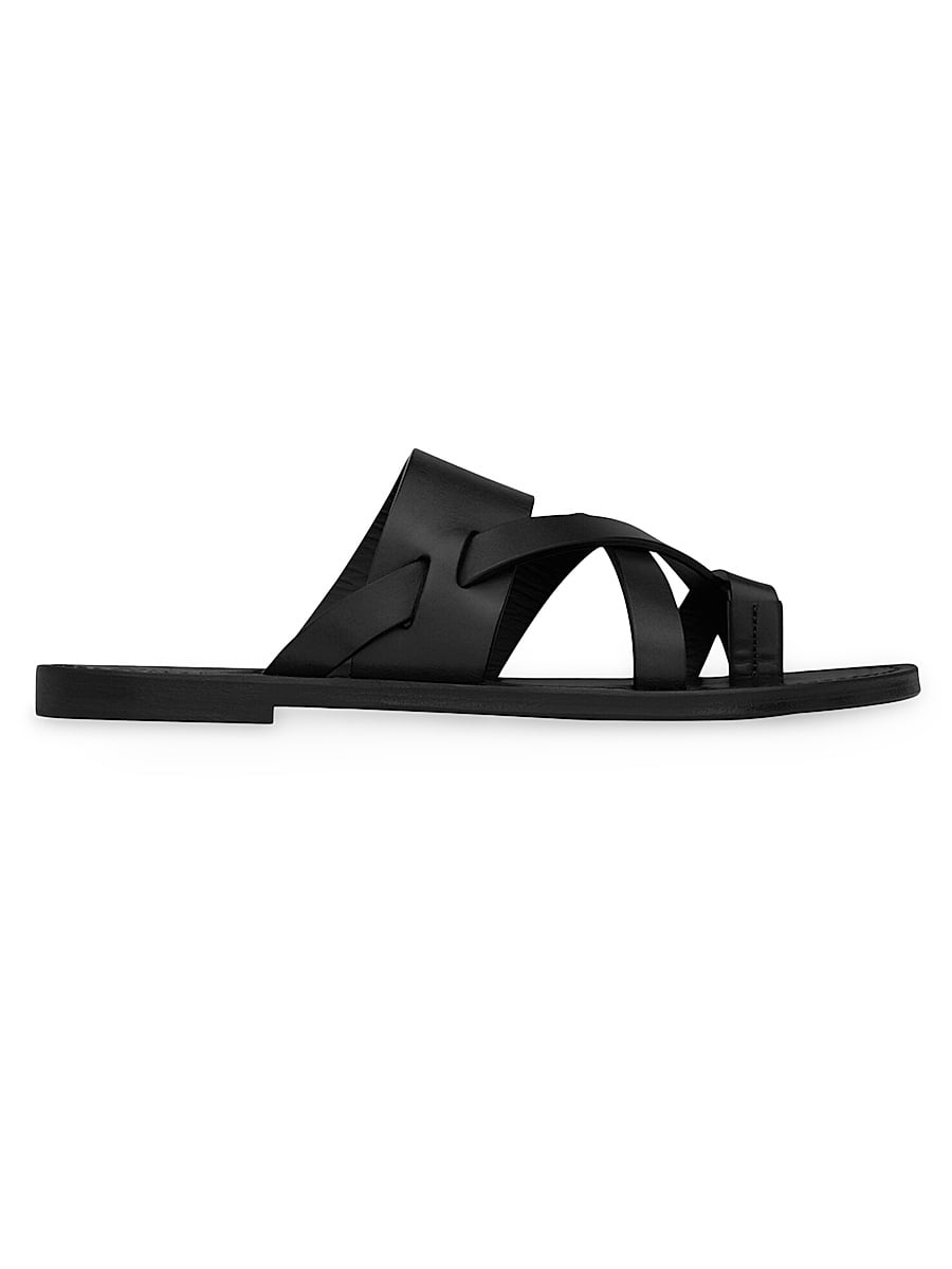 Saint Laurent Men's Culver Mules Black Smooth Leather — best men's luxury slides 2026