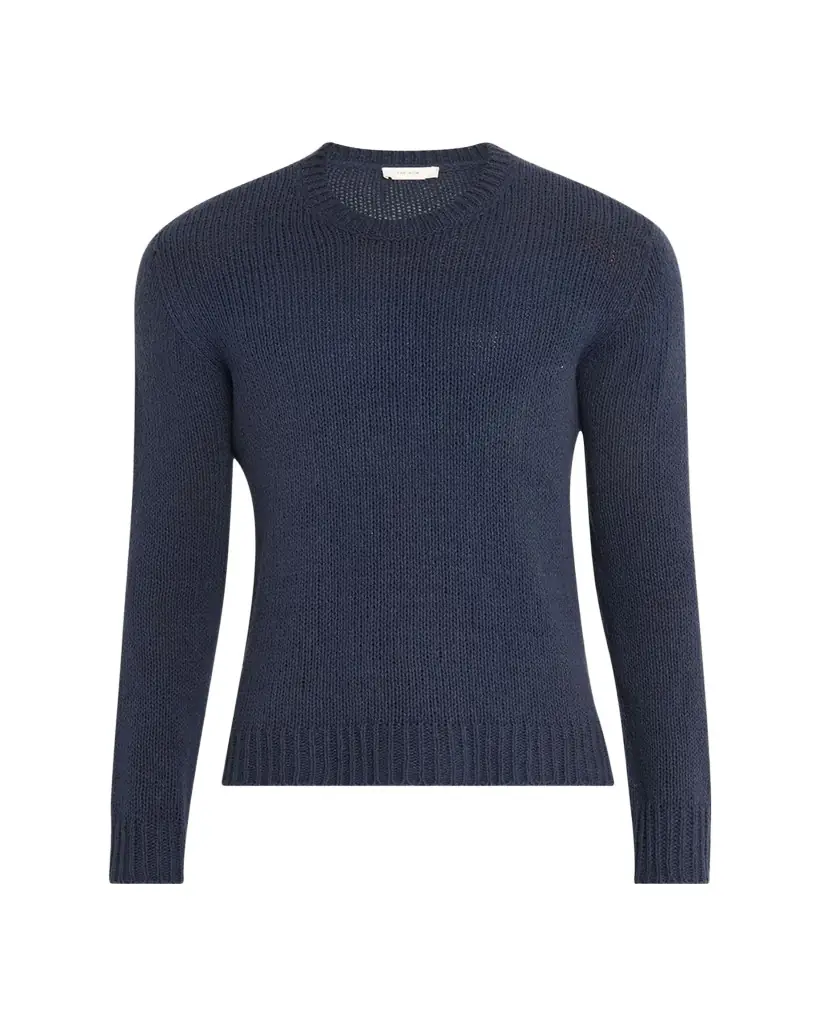 THE ROW Men's Laing Silk Knit Crewneck Sweater Navy — quiet luxury menswear 2026