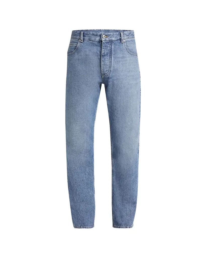 Bottega Veneta Men's Eco-Wash Slim Straight Jeans Light Blue — best men's designer denim 2026