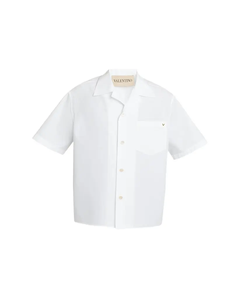 Valentino Garavani Men's Cotton Poplin Camp Shirt in White — best men's luxury investment pieces 2026