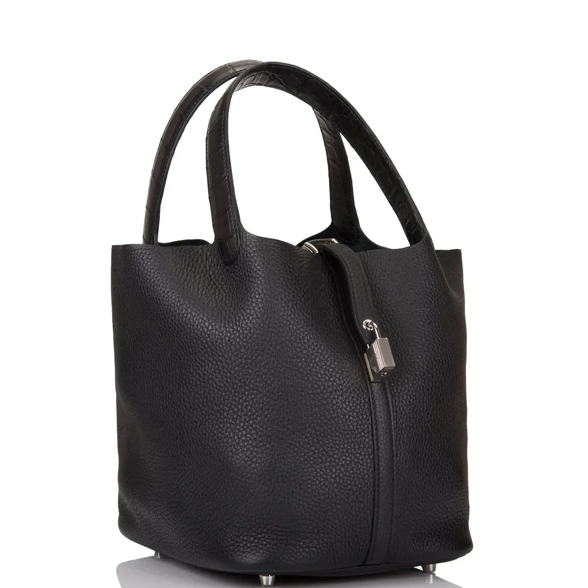 HERMÈS Hermes Black Matte Alligator/Clemence Picotin "Touch" 22cm | Thumbnail 2 HERMÈS Hermes Black Matte Alligator/Clemence Picotin "Touch" 22cm | Thumbnail 2