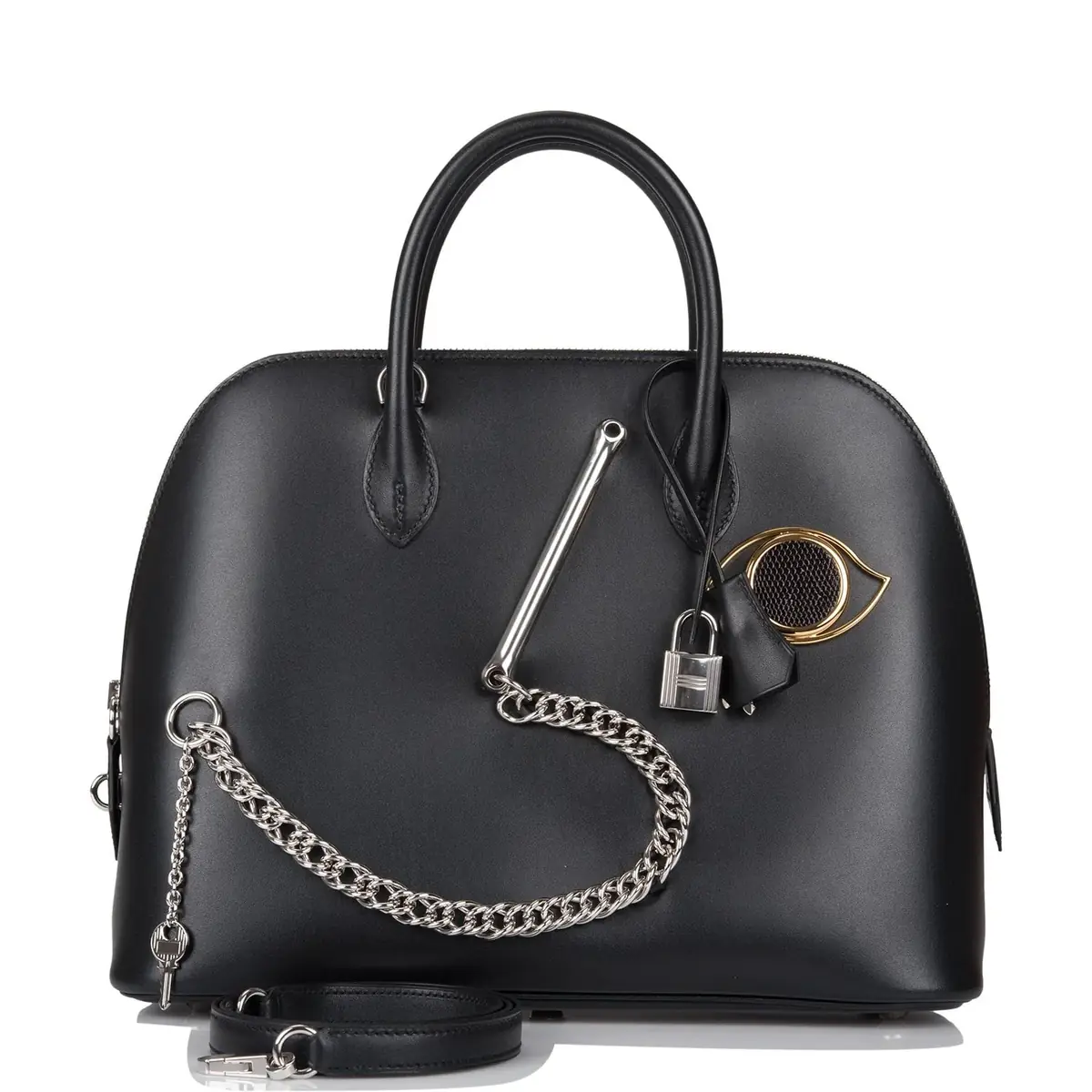 Hermes Black Tadelakt Smile 1923 Bolide 30cm Palladium Hardware