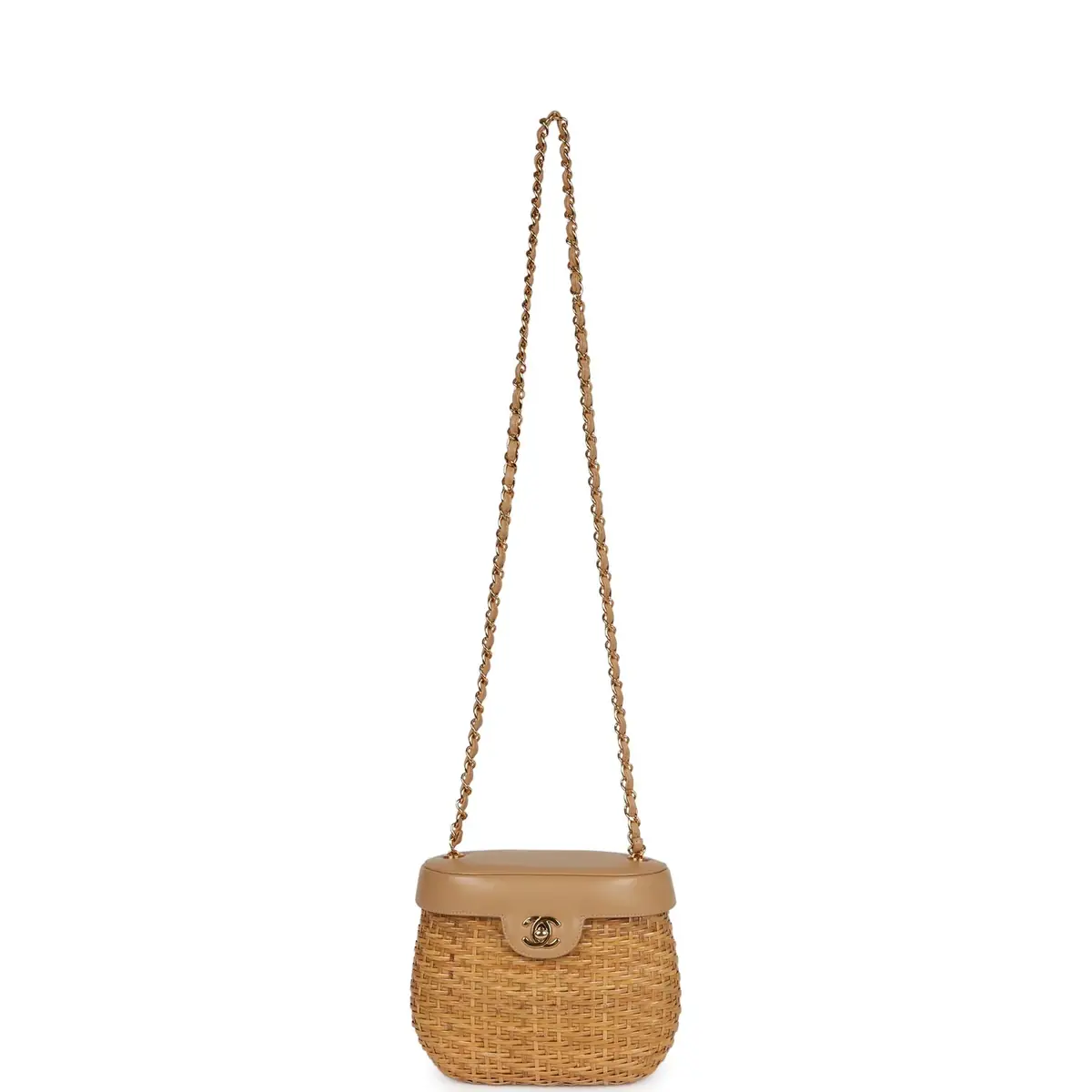 Chanel Vintage Chanel Basket Bag Beige Lambskin and Rattan Wicker Gold Hardware | Thumbnail 7 Chanel Vintage Chanel Basket Bag Beige Lambskin and Rattan Wicker Gold Hardware | Thumbnail 7