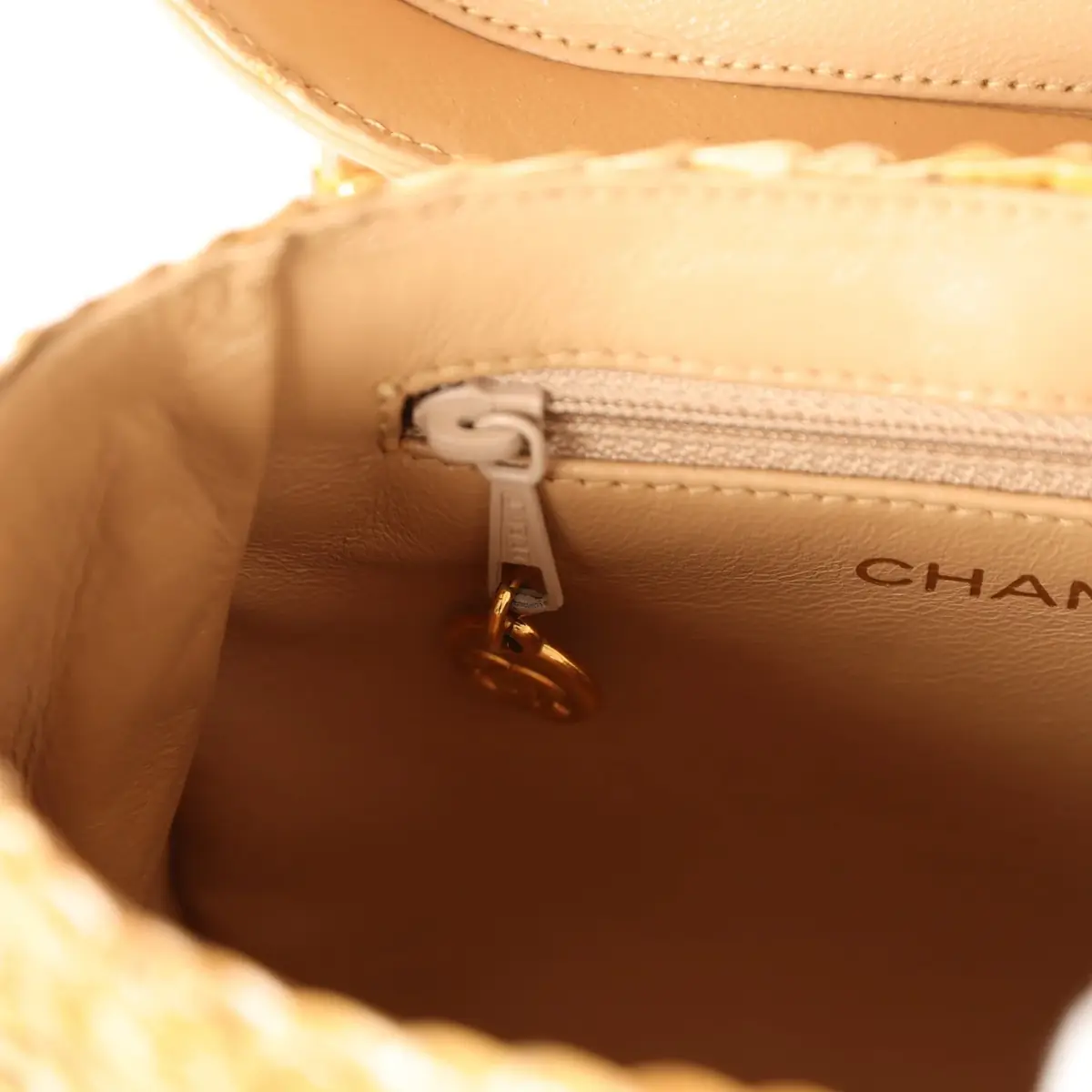 Chanel Vintage Chanel Basket Bag Beige Lambskin and Rattan Wicker Gold Hardware | Thumbnail 10 Chanel Vintage Chanel Basket Bag Beige Lambskin and Rattan Wicker Gold Hardware | Thumbnail 10