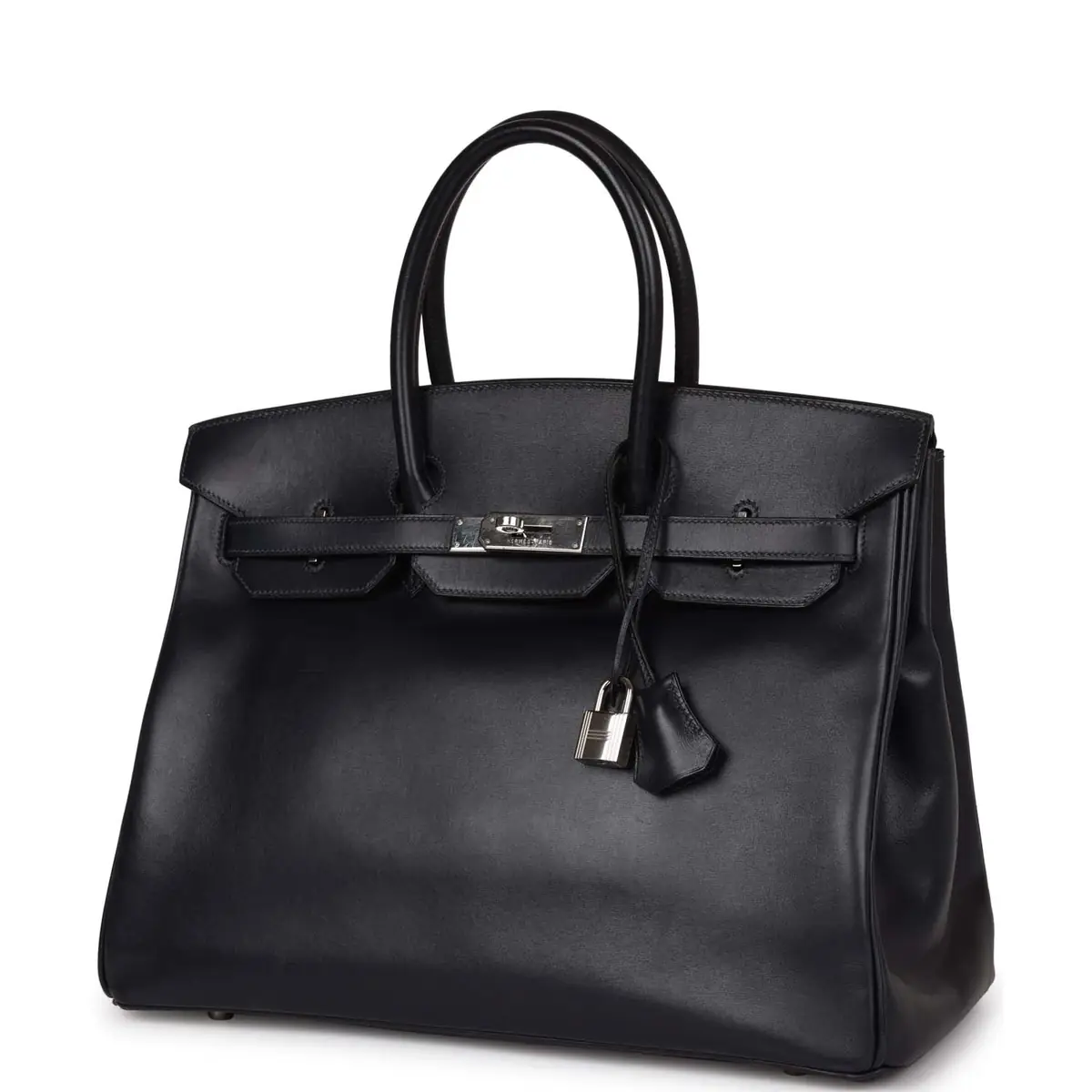 HERMÈS Vintage Hermes Birkin 35 Bleu Navy Box Palladium Hardware | Thumbnail 5 HERMÈS Vintage Hermes Birkin 35 Bleu Navy Box Palladium Hardware | Thumbnail 5