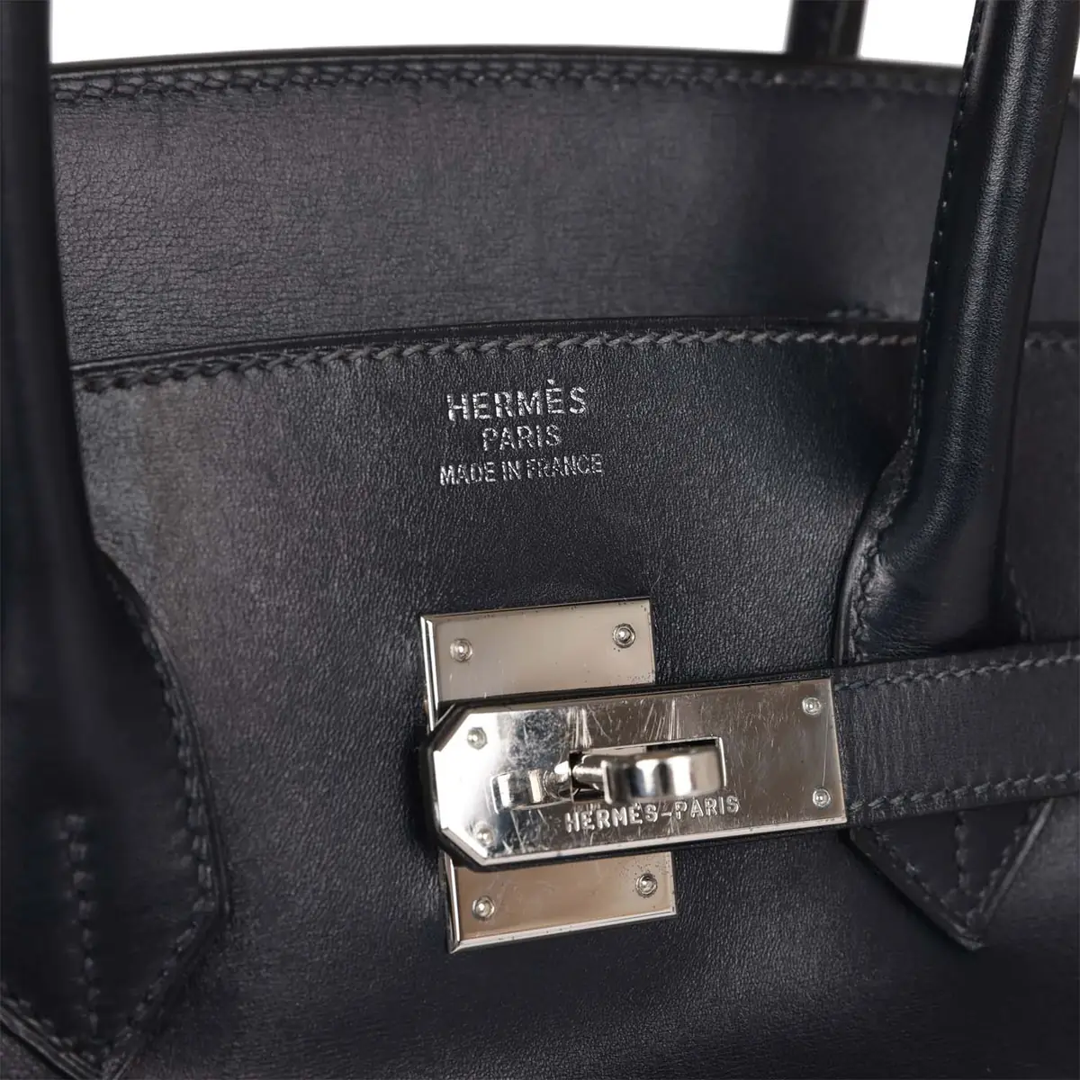HERMÈS Vintage Hermes Birkin 35 Bleu Navy Box Palladium Hardware | Thumbnail 7 HERMÈS Vintage Hermes Birkin 35 Bleu Navy Box Palladium Hardware | Thumbnail 7
