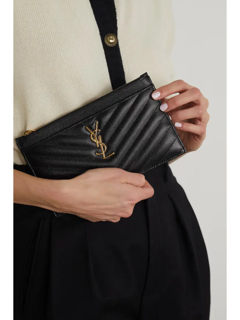 Saint Laurent Monogramme Quilted Textured-leather Pouch | Thumbnail 2