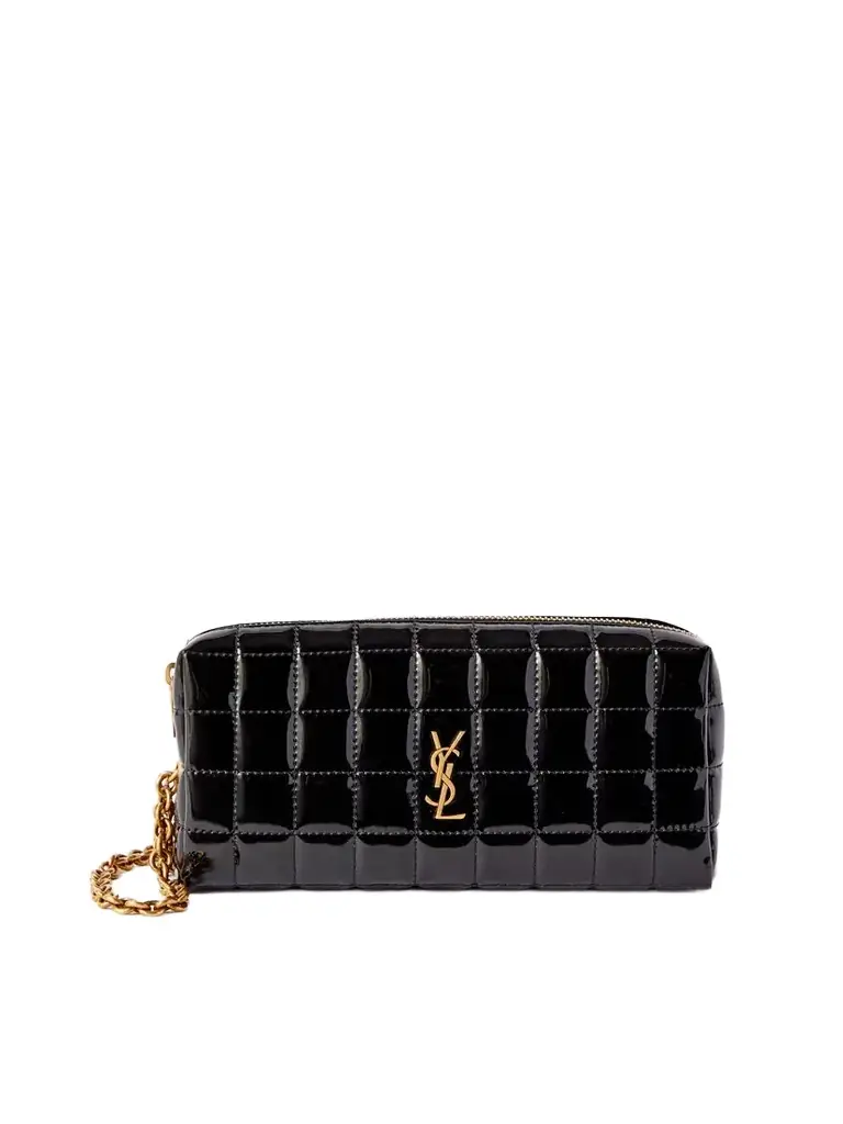 Saint Laurent Cassandre Carré Matelassé Patent Faux-leather Pouch | Image 1 Saint Laurent Cassandre Carré Matelassé Patent Faux-leather Pouch | Image 1
