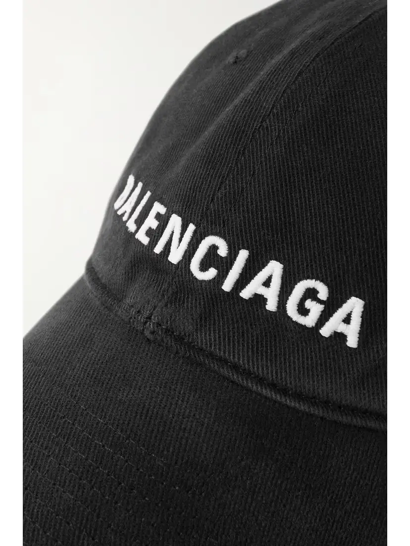 Balenciaga Distressed Embroidered Cotton-twill Baseball Cap | Thumbnail 4