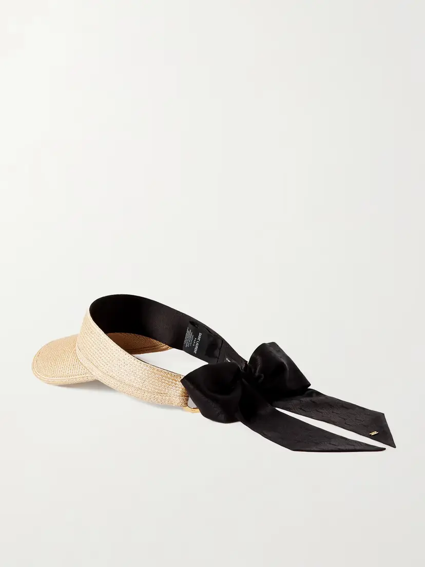 Saint Laurent Embellished Silk Jacquard-trimmed Faux Straw Visor | Thumbnail 3 Saint Laurent Embellished Silk Jacquard-trimmed Faux Straw Visor | Thumbnail 3
