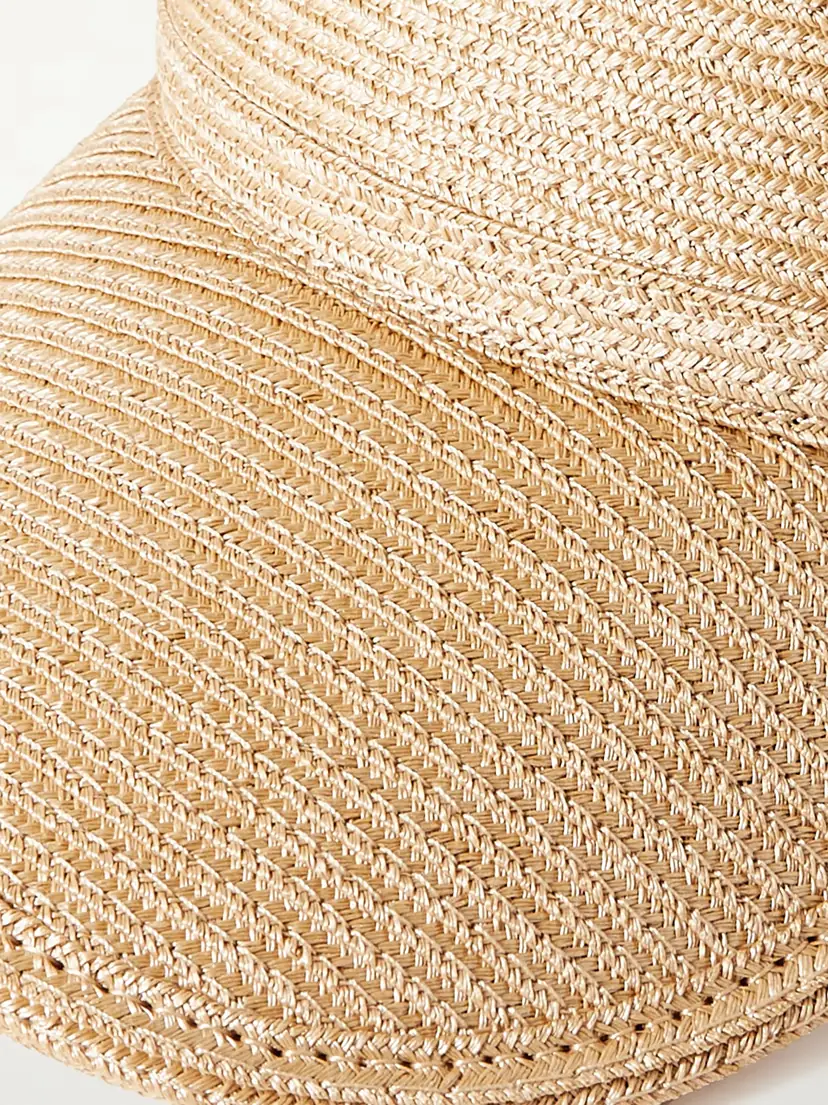 Saint Laurent Embellished Silk Jacquard-trimmed Faux Straw Visor | Thumbnail 4 Saint Laurent Embellished Silk Jacquard-trimmed Faux Straw Visor | Thumbnail 4