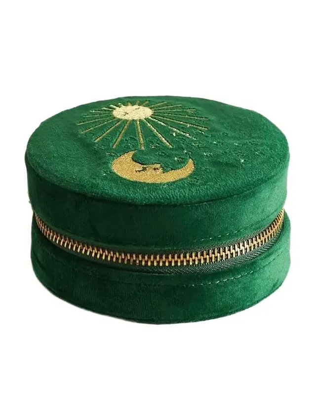 L’Atelier Nawbar You Are The Sun To My Moon Embroidered Velvet Jewelry Box