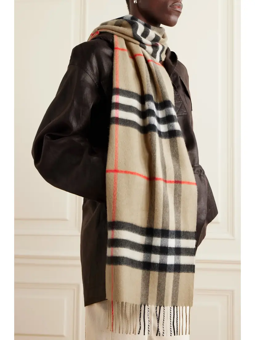 Burberry Fringed Checked Cashmere Scarf | Thumbnail 2 Burberry Fringed Checked Cashmere Scarf | Thumbnail 2