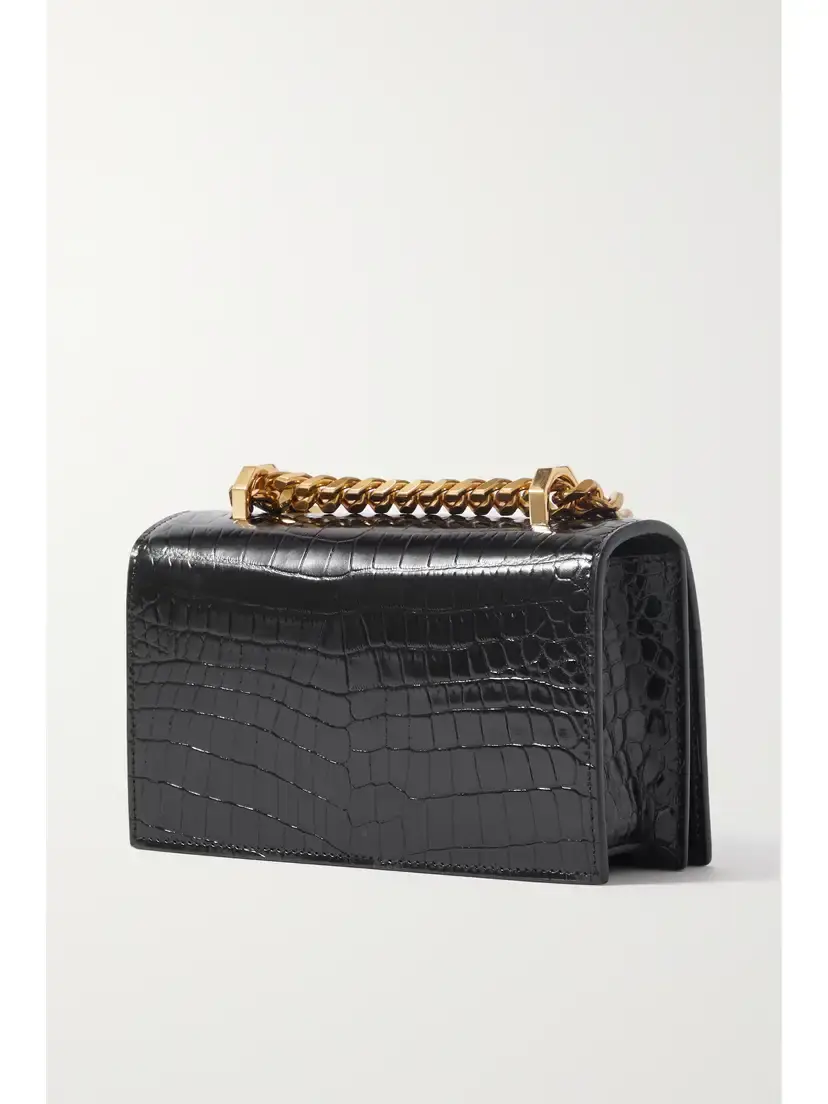 Alexander McQueen Jewelled Satchel Mini Embellished Croc-effect Leather Shoulder Bag | Thumbnail 3