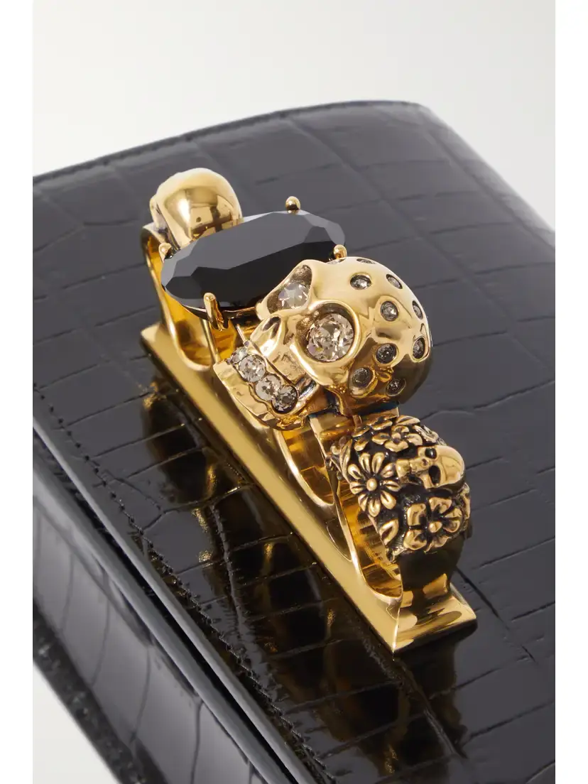Alexander McQueen Jewelled Satchel Mini Embellished Croc-effect Leather Shoulder Bag | Thumbnail 4