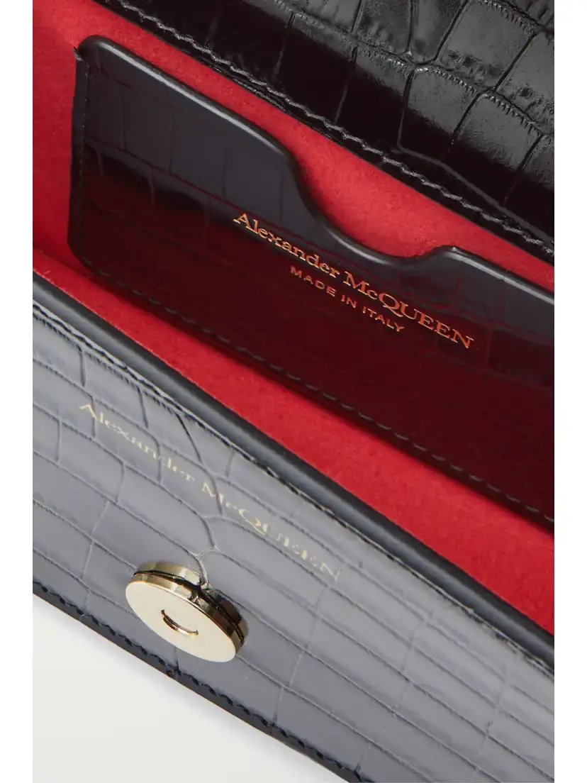 Alexander McQueen Jewelled Satchel Mini Embellished Croc-effect Leather Shoulder Bag | Thumbnail 5