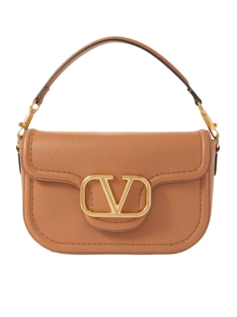 Valentino Garavani Locò Embellished Textured-leather Shoulder Bag | Image 1 Valentino Garavani Locò Embellished Textured-leather Shoulder Bag | Image 1