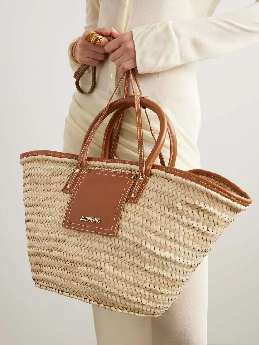 Jacquemus Le Panier Soli Leather-trimmed Raffia Tote | Thumbnail 2