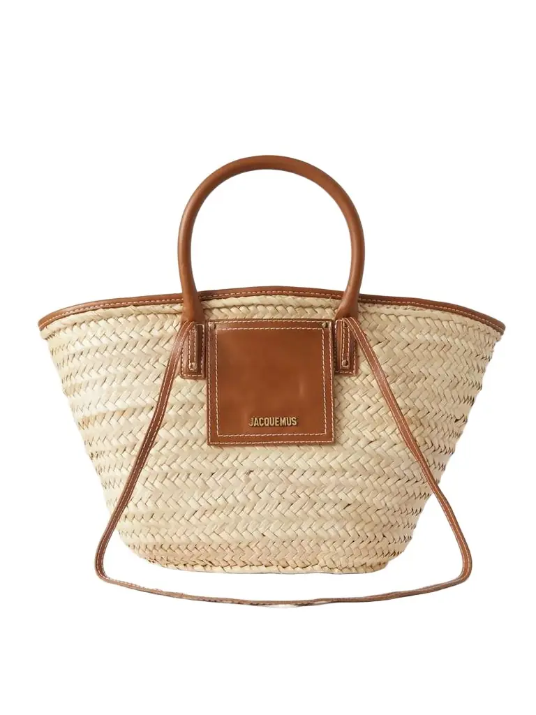 Le Panier Soli Leather-trimmed Raffia Tote