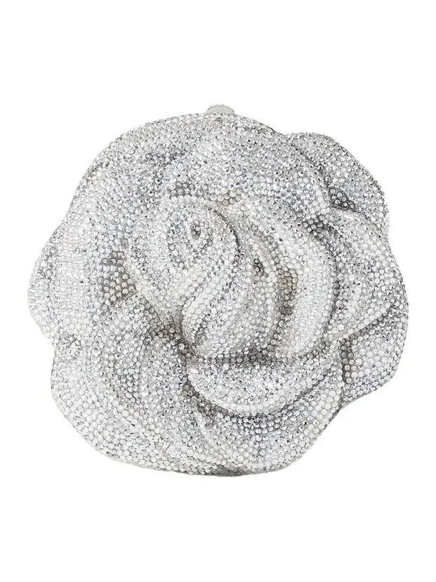 Rose Desiree Crystal-embellished Silver-tone Clutch
