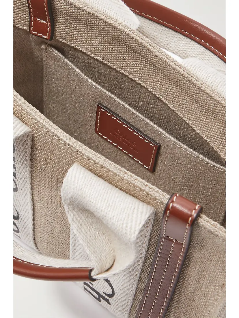 Chloé + Net Sustain Woody Mini Leather-trimmed Linen Tote | Thumbnail 5 Chloé + Net Sustain Woody Mini Leather-trimmed Linen Tote | Thumbnail 5