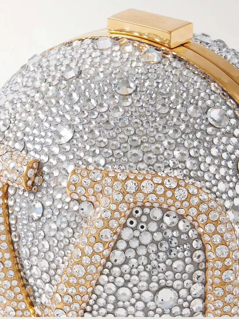 Valentino Garavani Vlogo Crystal-embellished Gold- And Silver-tone Clutch | Thumbnail 4 Valentino Garavani Vlogo Crystal-embellished Gold- And Silver-tone Clutch | Thumbnail 4