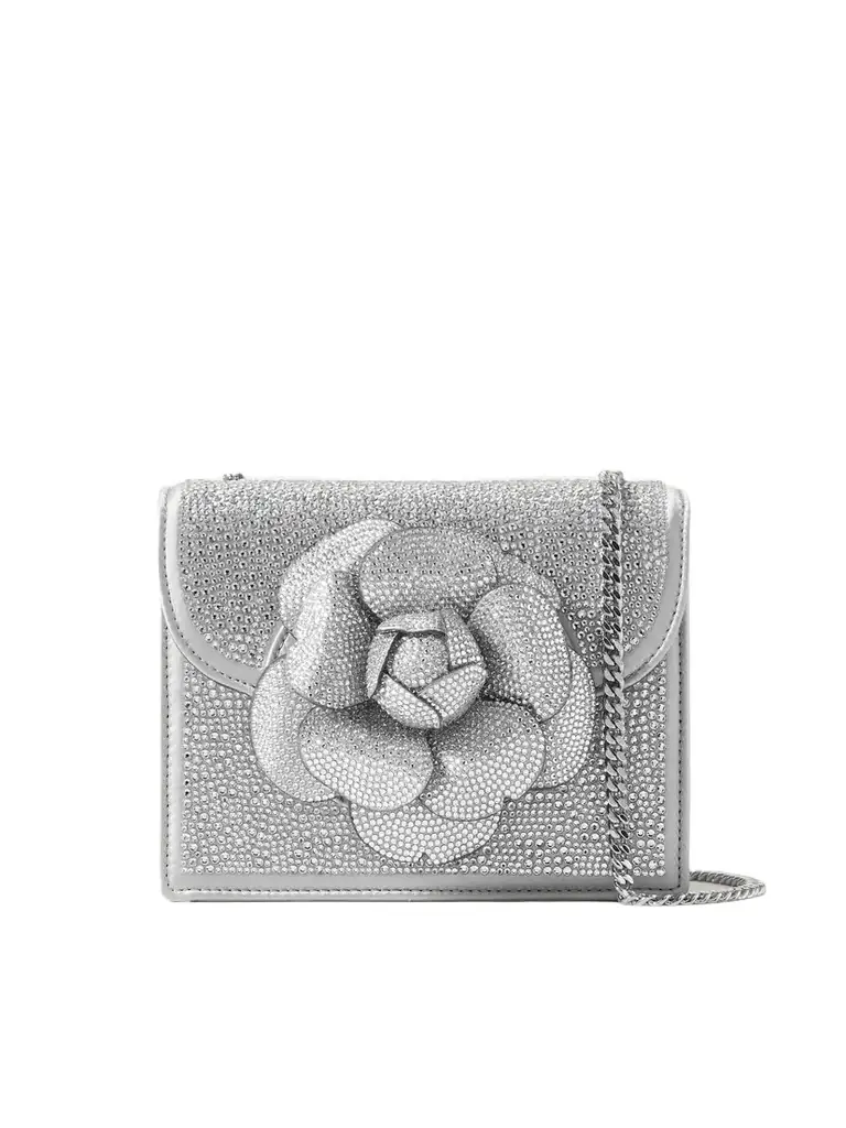 Tro Mini Appliquéd Crystal-embellished Satin Shoulder Bag - - One size
