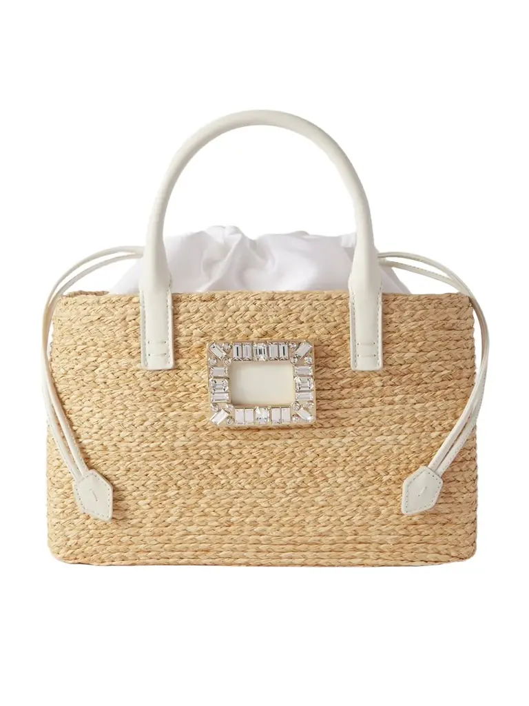 Viv Skate Crystal-embellished Leather-trimmed Raffia Tote - - One size