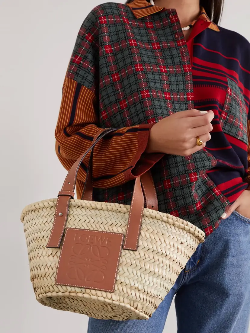 Loewe Small Leather-trimmed Woven Raffia Tote | Thumbnail 2 Loewe Small Leather-trimmed Woven Raffia Tote | Thumbnail 2
