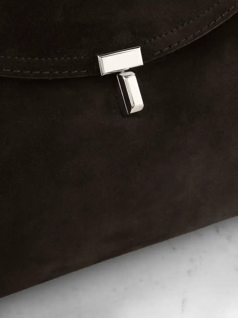 TOTEME T-lock Suede Shoulder Bag | Thumbnail 4 TOTEME T-lock Suede Shoulder Bag | Thumbnail 4