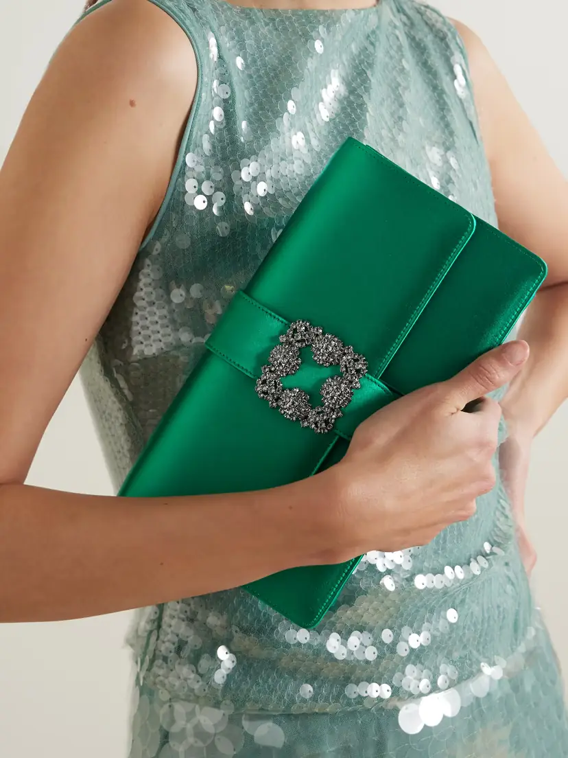 Manolo Blahnik Capri Crystal-embellished Satin Clutch | Thumbnail 2 Manolo Blahnik Capri Crystal-embellished Satin Clutch | Thumbnail 2
