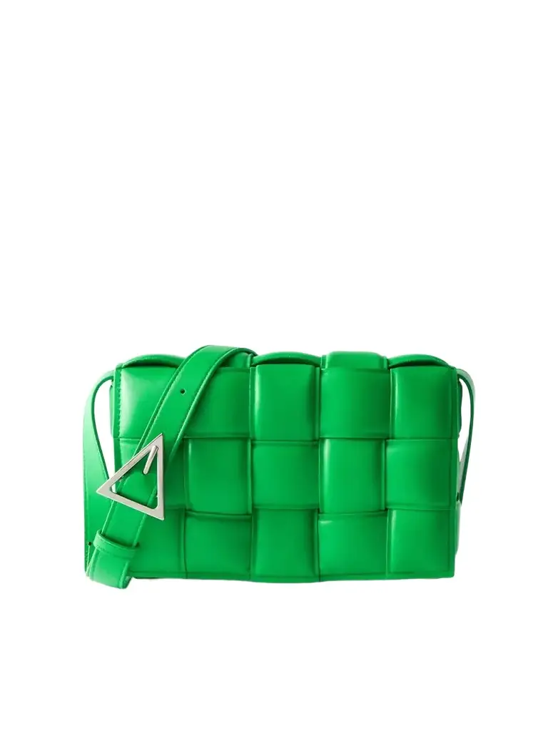Cassette Medium Padded Intrecciato Leather Shoulder Bag