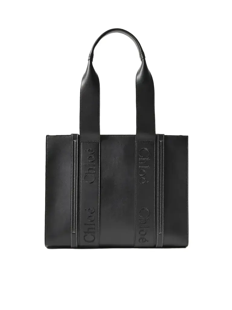 Woody Medium Embroidered Leather Tote Woody Medium Embroidered Leather Tote