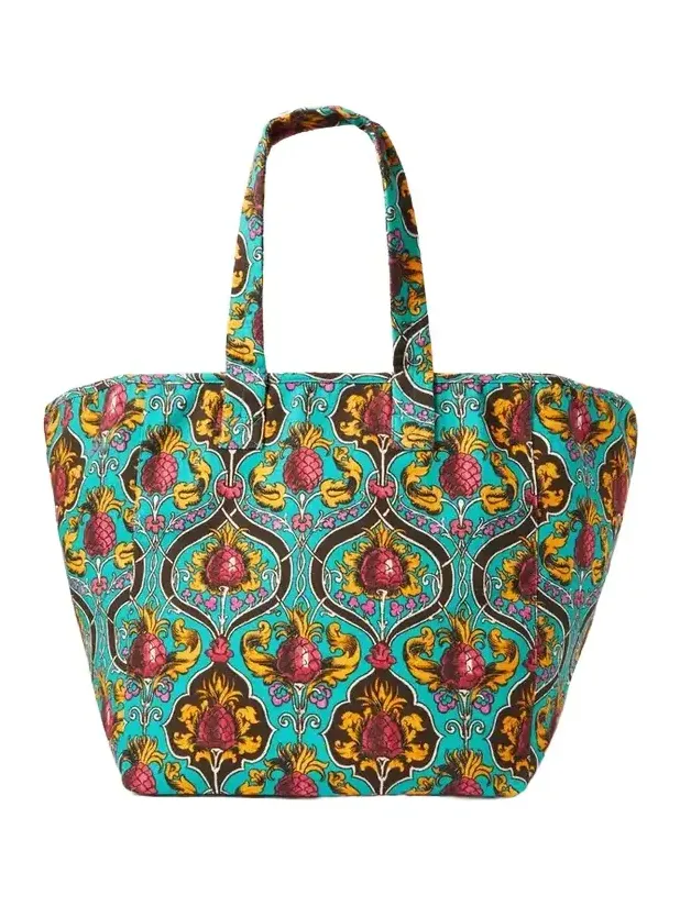 Reversible Printed Stretch-cotton Tote