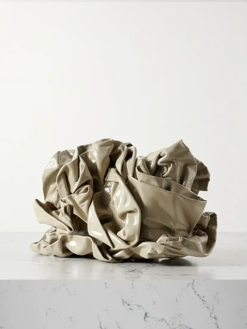 Dries Van Noten Scrunchie Ruffled Glossed-leather Clutch | Thumbnail 3 Dries Van Noten Scrunchie Ruffled Glossed-leather Clutch | Thumbnail 3