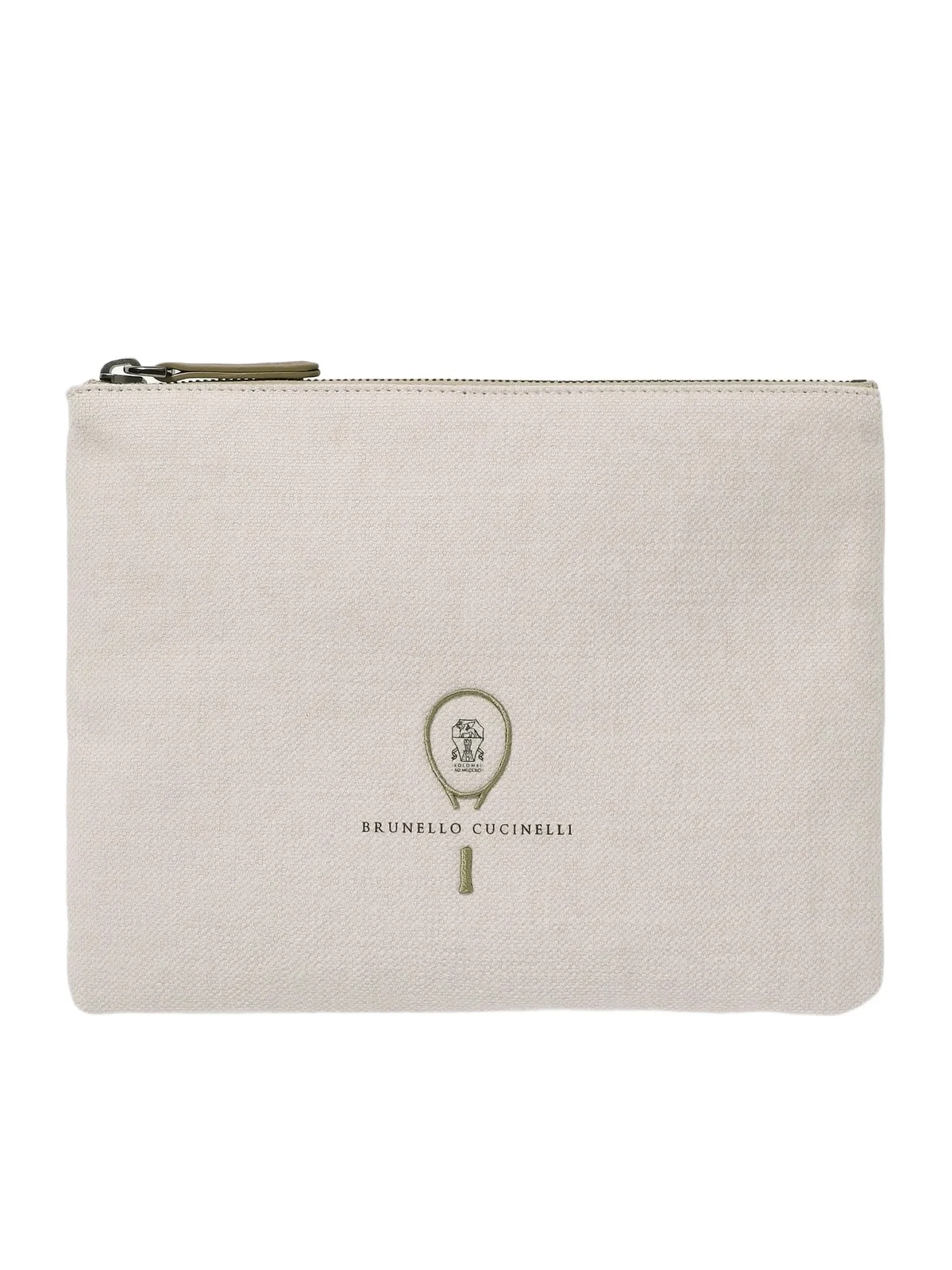 Embroidered Leather-trimmed Cotton And Linen-blend Tweed Pouch Embroidered Leather-trimmed Cotton And Linen-blend Tweed Pouch