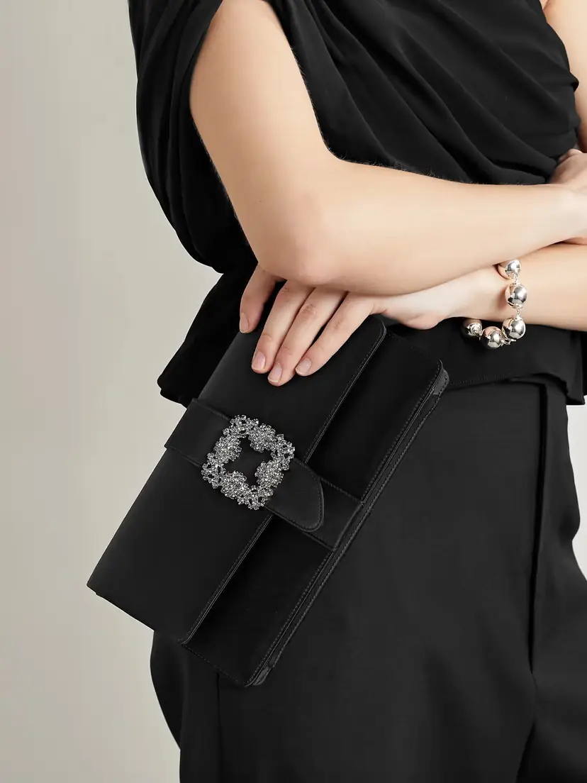 Manolo Blahnik Capri Crystal-embellished Satin Clutch | Thumbnail 2 Manolo Blahnik Capri Crystal-embellished Satin Clutch | Thumbnail 2