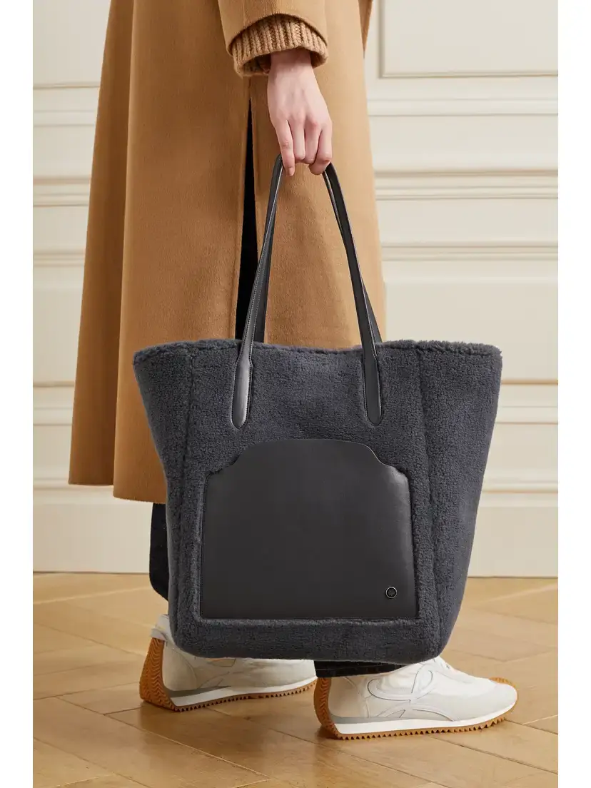 Loro Piana Sesia Large Leather-trimmed Faux Shearling Tote | Thumbnail 2 Loro Piana Sesia Large Leather-trimmed Faux Shearling Tote | Thumbnail 2