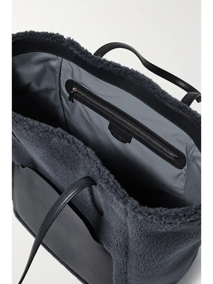 Loro Piana Sesia Large Leather-trimmed Faux Shearling Tote | Thumbnail 5 Loro Piana Sesia Large Leather-trimmed Faux Shearling Tote | Thumbnail 5