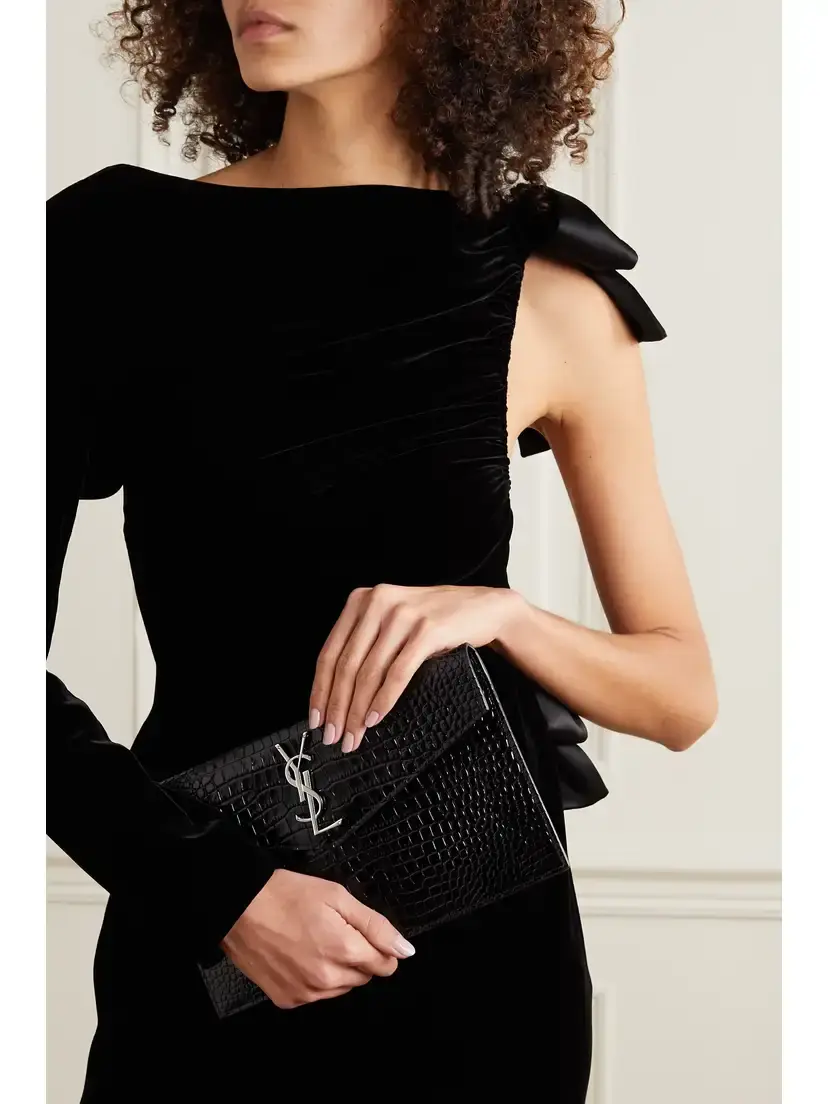 Saint Laurent Uptown Croc-effect Patent-leather Pouch | Thumbnail 2 Saint Laurent Uptown Croc-effect Patent-leather Pouch | Thumbnail 2