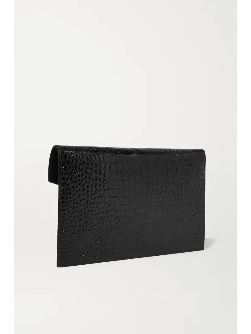 Saint Laurent Uptown Croc-effect Patent-leather Pouch | Thumbnail 3 Saint Laurent Uptown Croc-effect Patent-leather Pouch | Thumbnail 3
