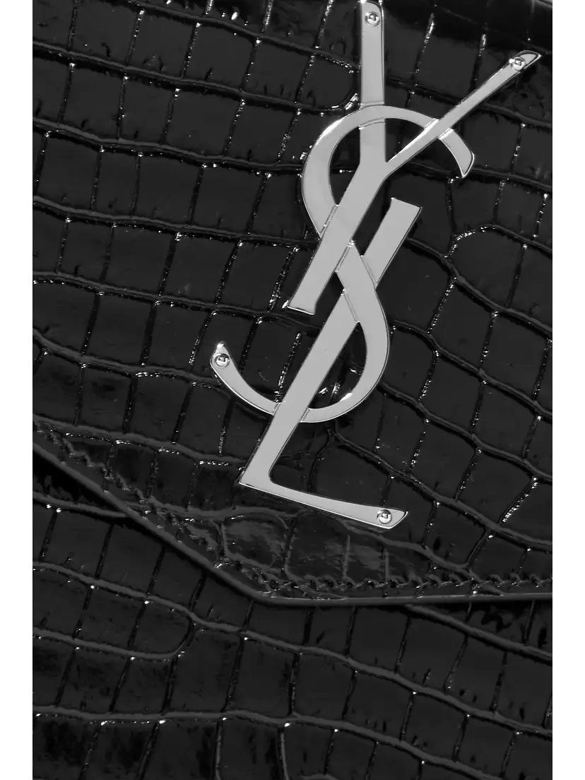 Saint Laurent Uptown Croc-effect Patent-leather Pouch | Thumbnail 4 Saint Laurent Uptown Croc-effect Patent-leather Pouch | Thumbnail 4