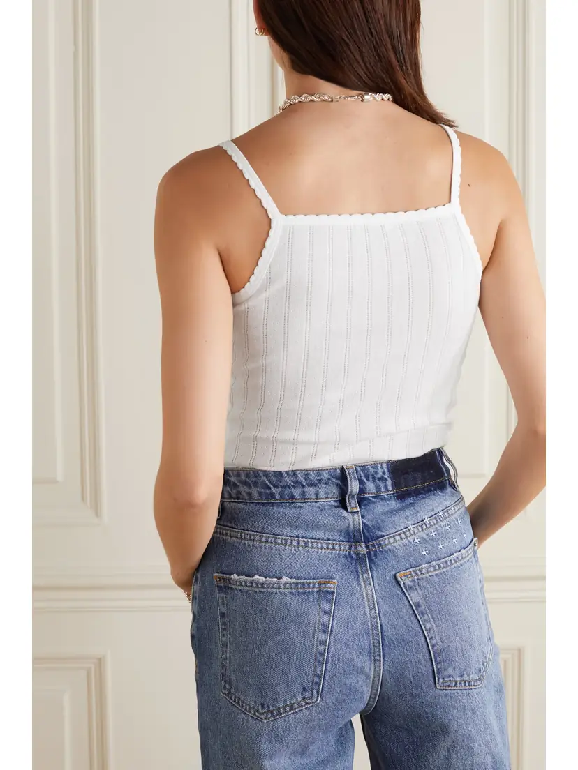 LESET Pointelle-knit Cotton-jersey Tank | Thumbnail 3 LESET Pointelle-knit Cotton-jersey Tank | Thumbnail 3