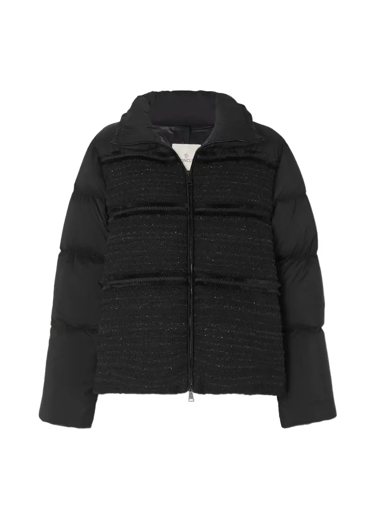 Moncler Aucun Quilted Tweed-lamé And Shell Down Jacket - Black | Image 1 Moncler Aucun Quilted Tweed-lamé And Shell Down Jacket - Black | Image 1