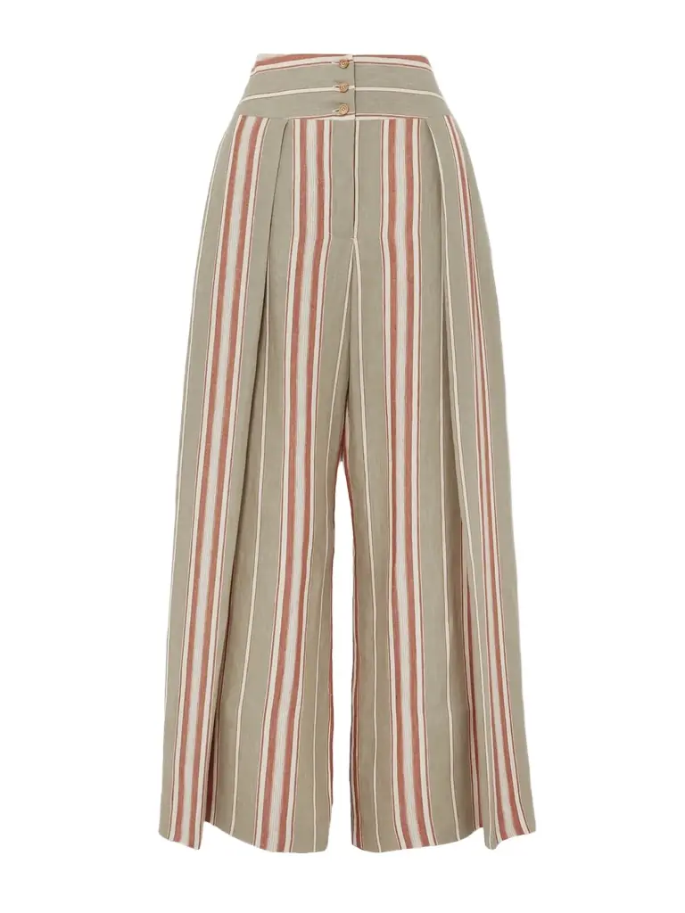 Loro Piana Notan Striped Linen Wide-leg Pants