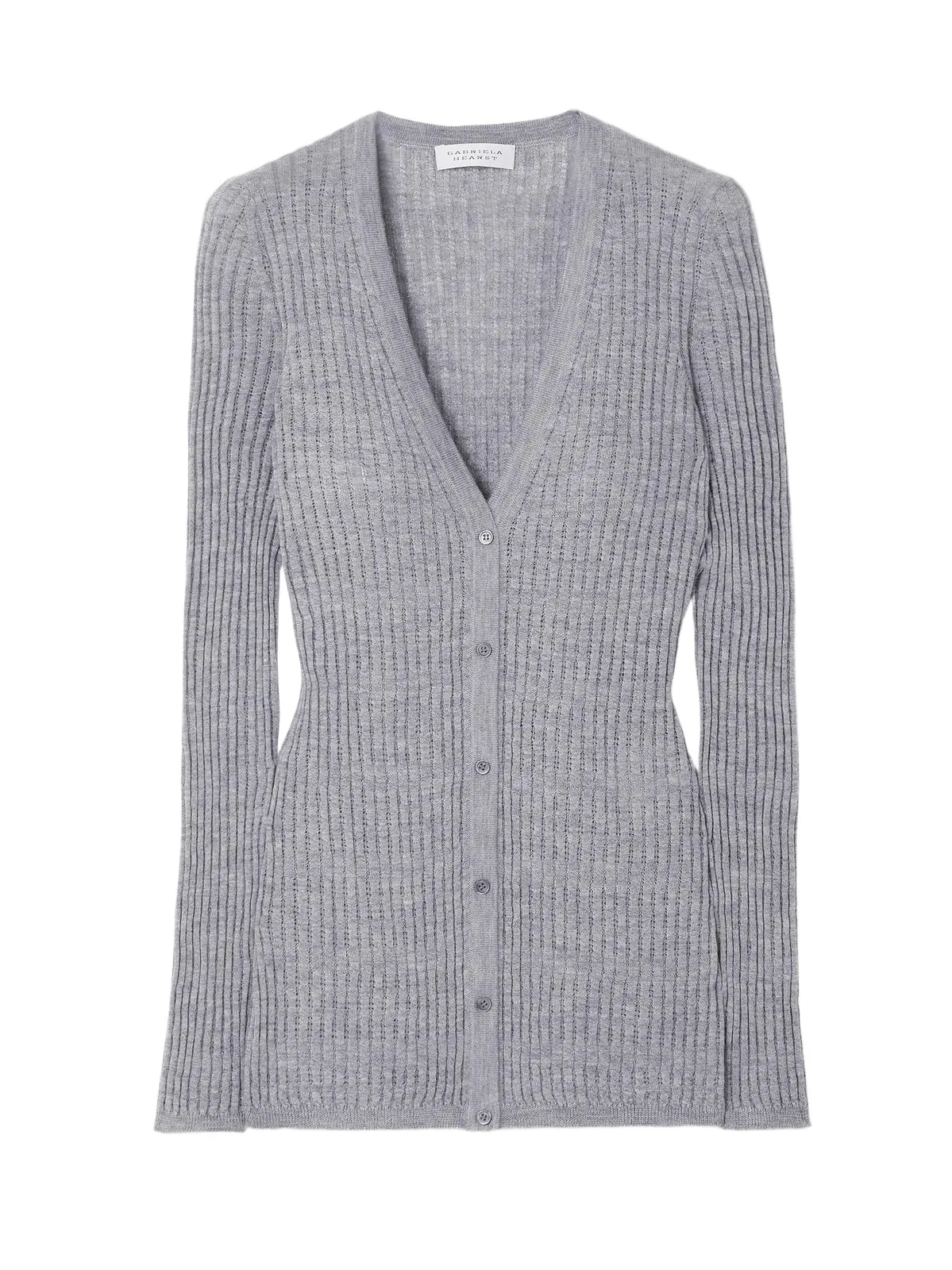 Emma Pointelle-knit Cashmere And Silk-blend Cardigan - Gray