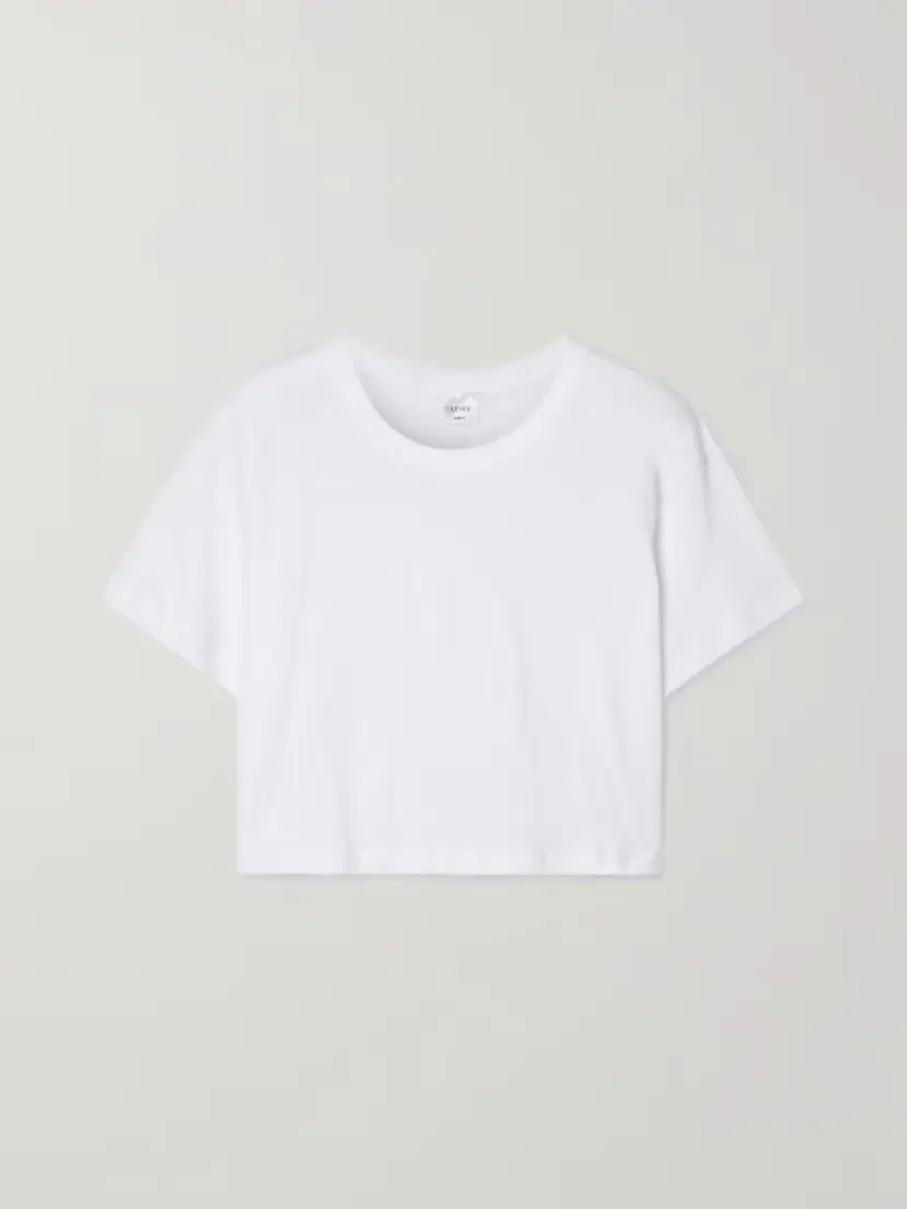 LESET Cropped Slub Cotton-jersey T-shirt | Thumbnail 2 LESET Cropped Slub Cotton-jersey T-shirt | Thumbnail 2