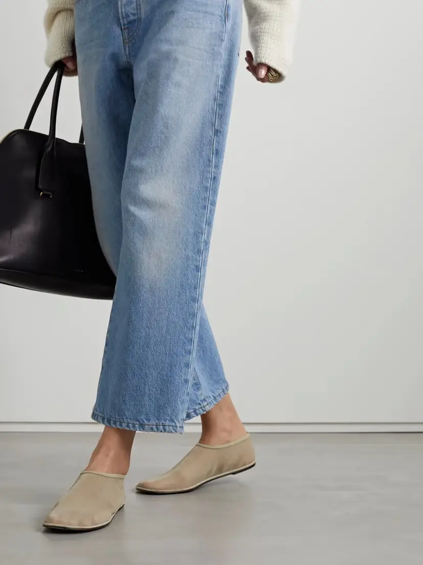 The Row Sock Leather-trimmed Mesh Flats | Thumbnail 2 The Row Sock Leather-trimmed Mesh Flats | Thumbnail 2
