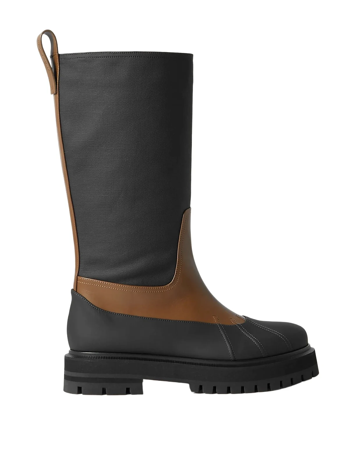 Loro Piana Regent Fishing Leather And Coated-canvas Rain Boots