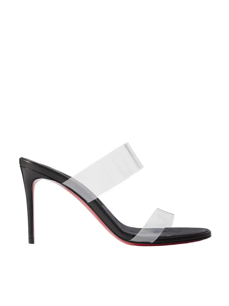 Christian Louboutin Just Loubi 85 Pvc Mules - Black | Image 1 Christian Louboutin Just Loubi 85 Pvc Mules - Black | Image 1